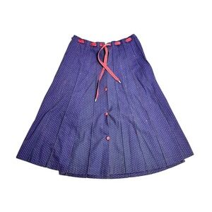 Vintage Polka Dot A Line Cotton Skirt Midi Button Front 60s 70s Peter‎ Popovitch